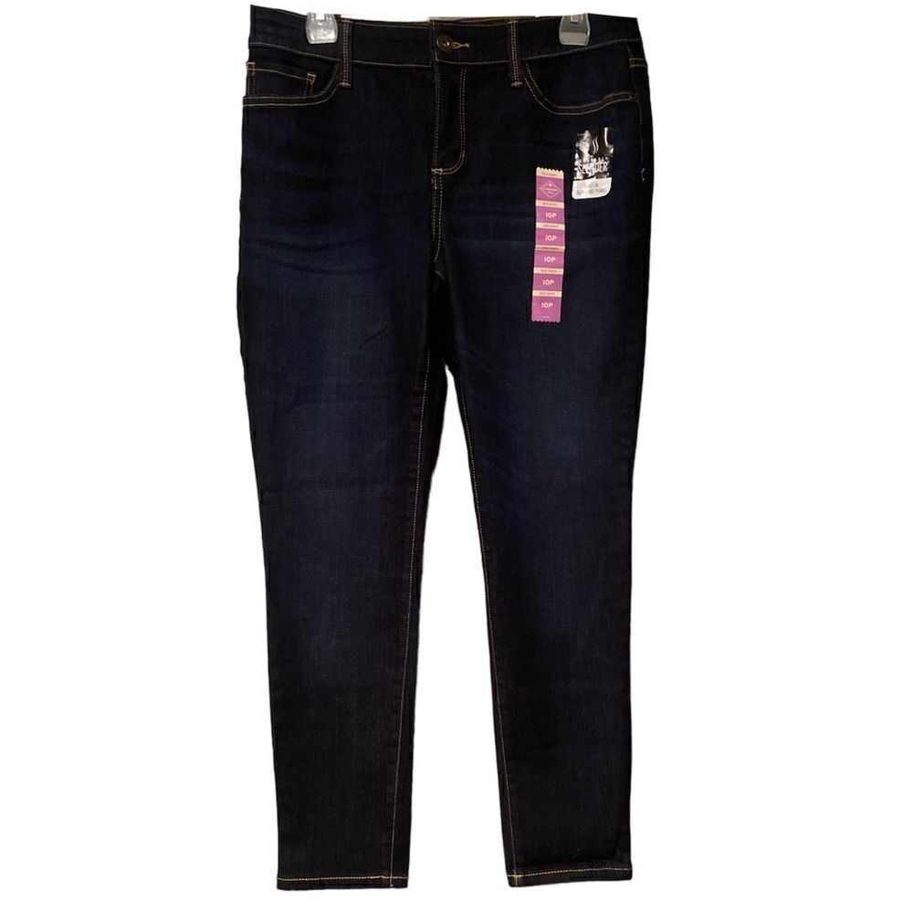 St John’s Bay Skinny Leg Mid Rise Jeans Size 10P Dark Wash